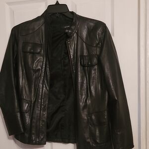 Alfani Black Leather Vintage Jacket